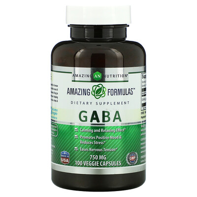 Amazing Nutrition Габа 750 мг 100 вегетарианских капсул