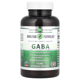 Amazing Nutrition, Gaba, 750 mg, 100 cápsulas vegetales