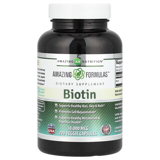 Amazing Nutrition, Biotina, 10.000 mcg, 200 capsule vegetali
