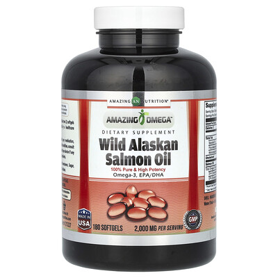 Amazing Nutrition, Aceite de salmón salvaje de Alaska, 180 cápsulas blandas (1000 por cápsula blanda)