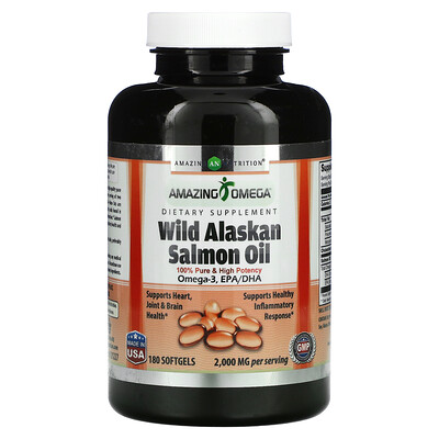 

Amazing Nutrition Wild Alaskan Salmon Oil 2 000 mg 180 Softgels