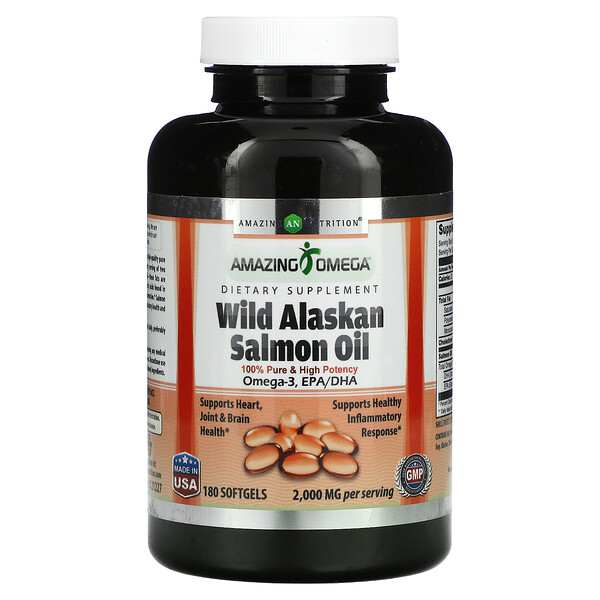 Amazing Nutrition, Wild Alaskan Salmon Oil, 2,000 mg, 180 Softgels