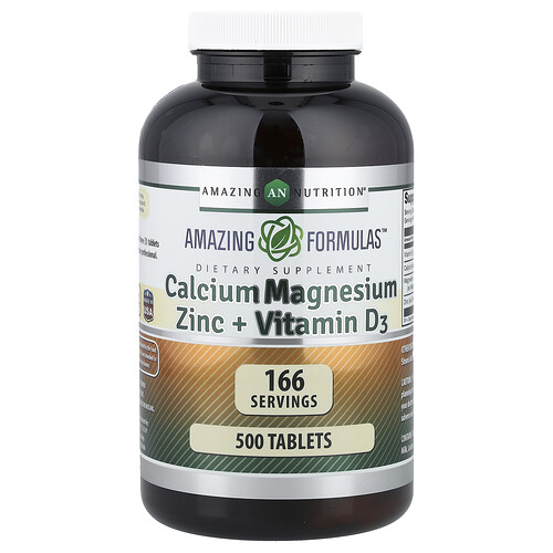Amazing Nutrition , Amazing Formulas, Calcium Magnesium Zinc + Vitamin D3, 500 Tablets - Image 2