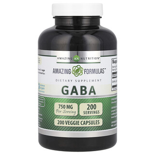 Amazing Nutrition, GABA（γアミノ酪酸）、750mg、ベジカプセル200粒