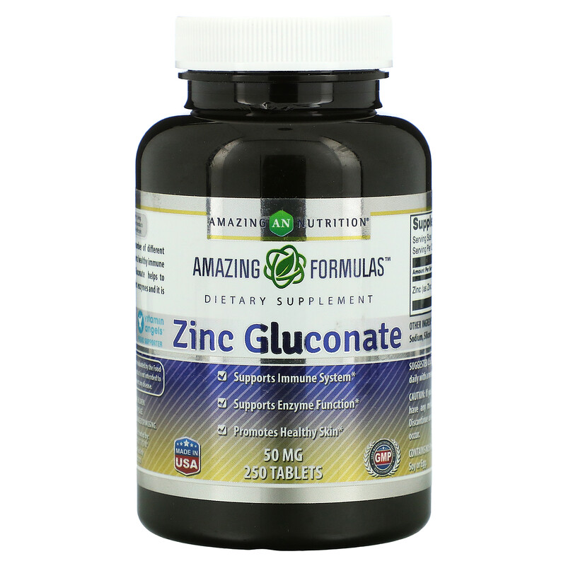 Amazing Nutrition, Zinc Gluconate, 50 mg, 250 Tablets iHerb