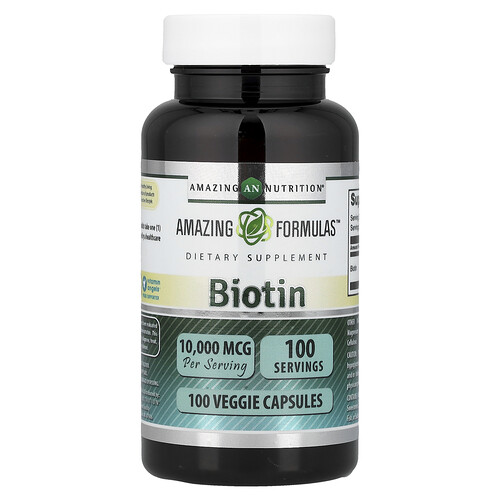 Amazing Nutrition, ビオチン、10,000mcg、ベジカプセル100粒