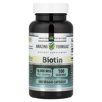 Amazing Nutrition, Biotina, 10.000 mcg, 100 cápsulas vegetales