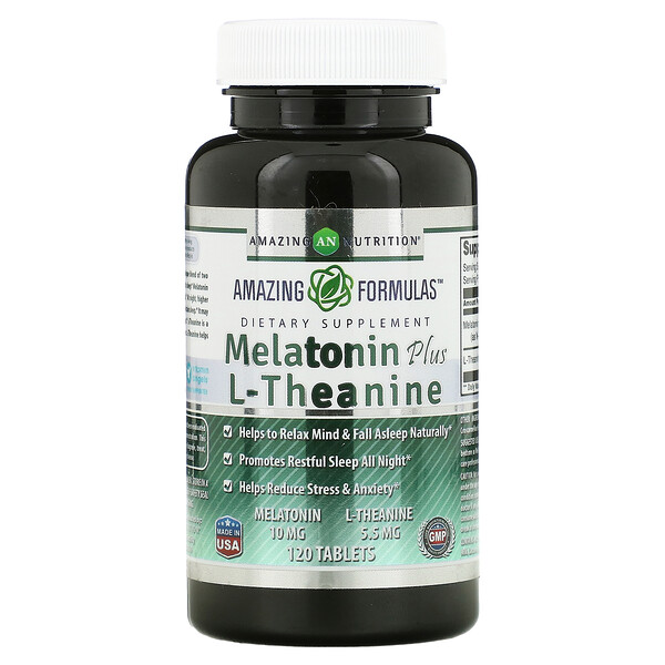 Melatonin Plus L-Theanine, 10 mg/5.5 mg, 120 Tablets