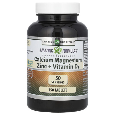 Amazing Nutrition, Amazing Formulas, Calcio, magnesio y zinc más vitamina D3, 150 comprimidos
