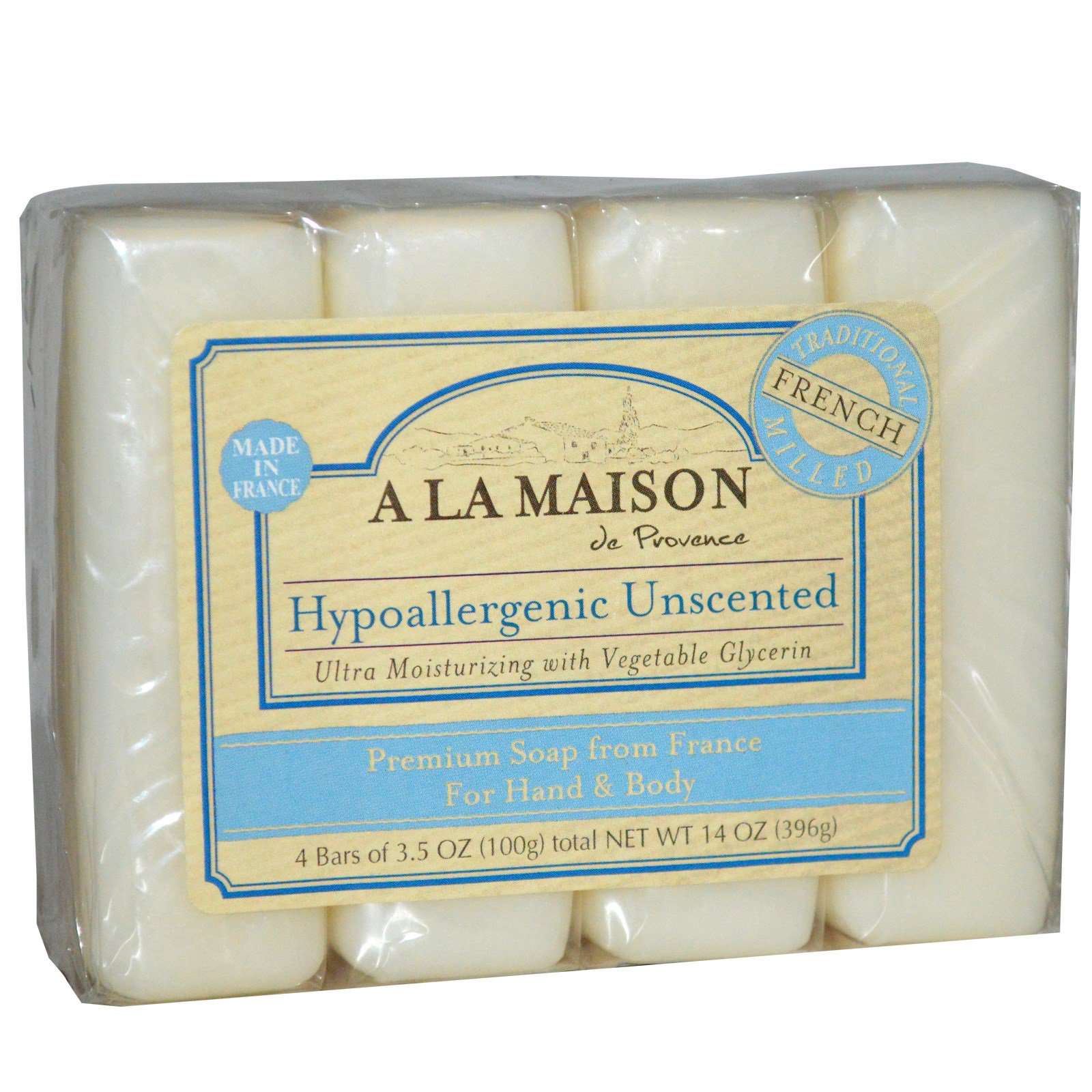 A La Maison De Provence Hand Body Bar Soap Hypoallergenic Unscented 4 Bars 3 5 Oz 100 G Each Iherb