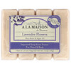 A La Maison de Provence, Hand & Body Bar Soap, Lavender Flowers, 4 Bars, 3.5 oz (100 g) Each