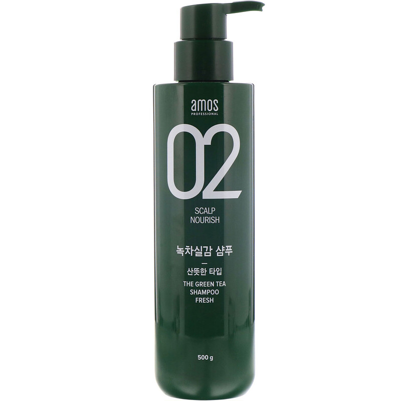 Amos, 02 Scalp Nourish, The Green Tea Shampoo, Fresh, 500 g iHerb
