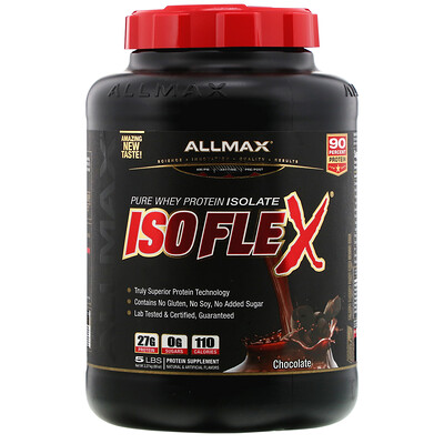 ALLMAX Nutrition Isoflex, чистый изолят сывороточного белка (фильтрация заряженными ионными частицами), со вкусом шоколада, 2,27 кг (5 фунтов)