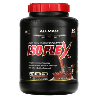 ALLMAX Nutrition, Isoflex，100% 超全分离乳清蛋白（WPI 离子带电颗粒过滤），巧克力味，5 磅（2.27 千克）
