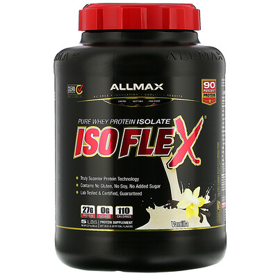 ALLMAX Nutrition Isoflex, чистый изолят сывороточного белка (фильтрация заряженными ионными частицами), со вкусом ванили, 2,27 кг (5 фунтов)