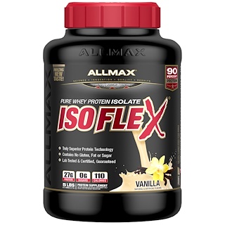 ALLMAX Nutrition, Isoflex, 100% суперочищенный изолят сывороточного протеина (технология ионной фильтрации WPI), ванильный вкус, 2,27 кг