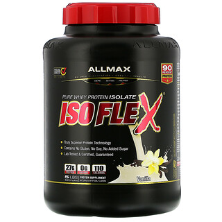 ALLMAX Nutrition, Isoflex, isolat de protéines de lactosérum 100 % ultra-pure (filtration de particules chargée en ions WPI), vanille, 2,27 kg (5 lb)