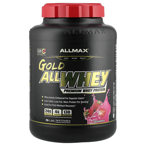ALLMAX, GOLD ALLWHEY®, Premium Whey Protein, hochwertiges Molkenprotein, Erdbeere, 2,27 kg (5 lbs.)