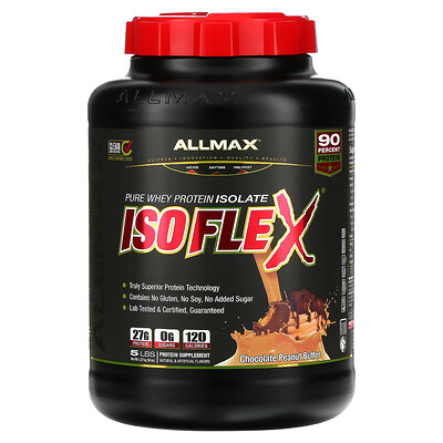 

ALLMAX, Isoflex, Pure Whey Protein Isolate, Chocolate Peanut Butter, 5 lbs (2.27 kg)