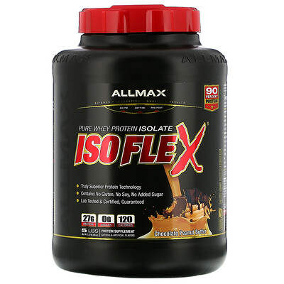 ALLMAX, Isoflex, Pure Whey Protein Isolate (WPI Ion-Charged Particle Filtration), Chocolate Peanut Butter, 5 lbs (2.27 kg)