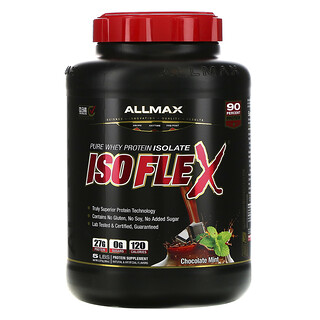 ALLMAX Nutrition, Isoflex，純分離乳清蛋白（WPI 離子帶電顆粒過濾），巧克力薄荷味，5 磅（2.27 千克）
