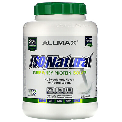ALLMAX, IsoNatural, Pure Whey Protein Isolate, The Original, Unflavored, 5 lbs (2.25 kg)
