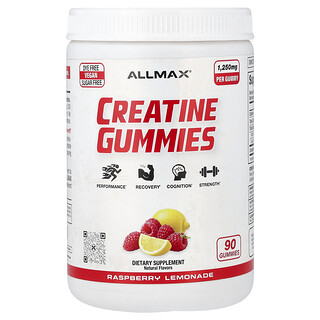 ALLMAX, Gomitas de creatina, Limonada de frambuesa, 1250 mg, 90 gomitas