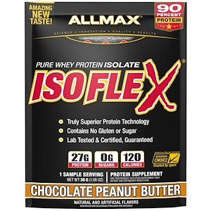Оллмакс Нутришн, Isoflex, 100% Ultra-Pure Whey Protein Isolate (WPI Ion-Charged Particle Filtration), Chocolate Peanut Butter, 1 Sample Serving, 1.06 oz (30 g) отзывы