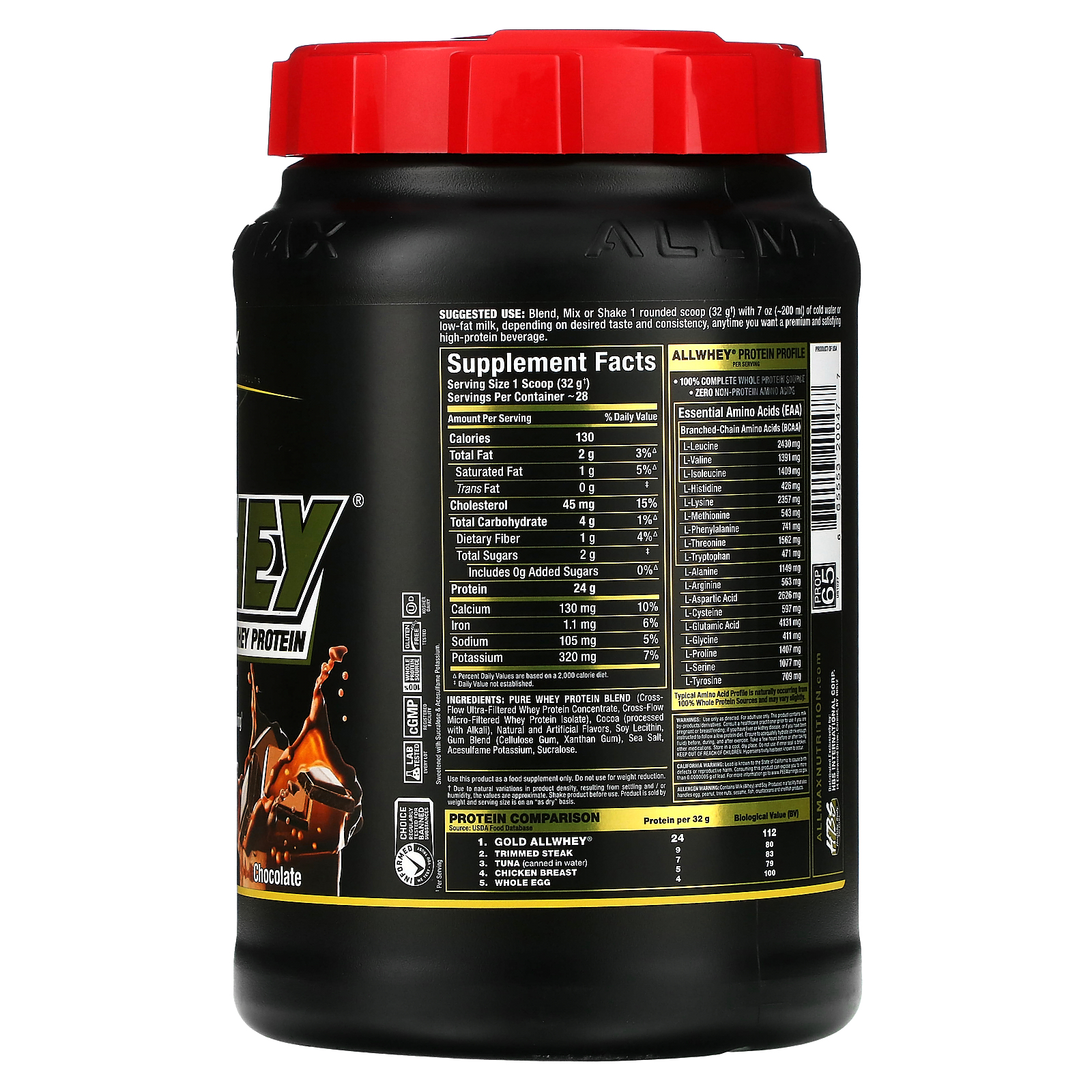 Allmax Gold Allwhey Premium Whey Protein Chocolate 2 Lbs 907 G 9505