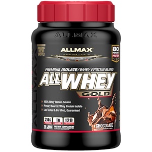 ALLMAX Nutrition, AllWhey Gold, 100% сывороточный протеин+ Премиум изолят сывороточного протеина, шоколад, 2 фунта (907 г)
