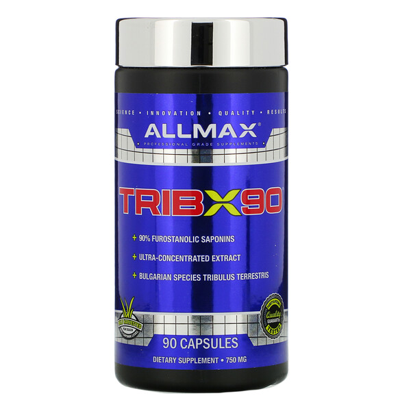 ALLMAX Nutrition, TribX90, ультраконцентрат, якорцы, 90% сапонинов фурастанолового типа, 750 мг, 90 капсул