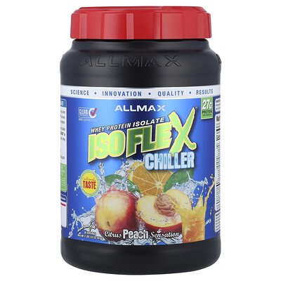 ALLMAX, ISOFLEX® Chiller, Aislado de proteína de suero de leche, Sensación de cítricos y melocotón, 907 g (2 lb)