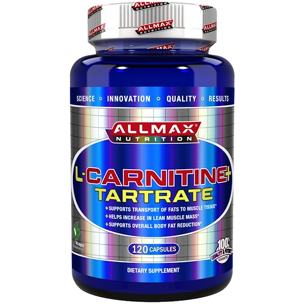 ALLMAX Nutrition, L-карнитина+ тартрат, 735 мг, 120 капсул