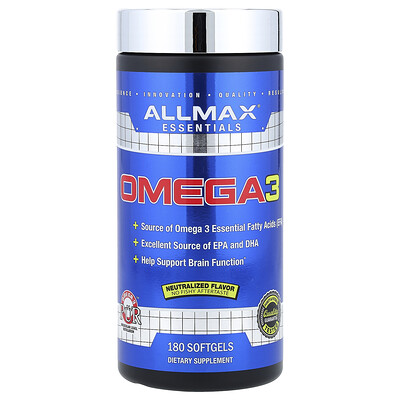 Product Image for ALLMAX, Essentials, Omega-3, 180 Softgels