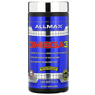 ALLMAX Nutrition, 歐米伽-3，超純濃縮冷水魚油，180 粒軟凝膠