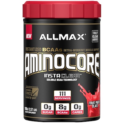 

AMINOCORE, Instantized BCAAs Intra-Workout Muscle Support, Fruit Punch Blast, 2.57 lbs. (1166 g)