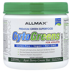 CytoGreens®, комплекс зелених суперфудів преміальної якості для спортсменів, зелений чай із ягодами асаї, 125 г (4,4 унції)
