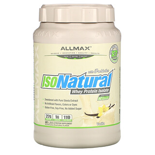 ALLMAX Nutrition, IsoNatural, aislado de proteína de lactosuero ultrapuro y 100 % natural, vainilla, 2 lb (907 g)