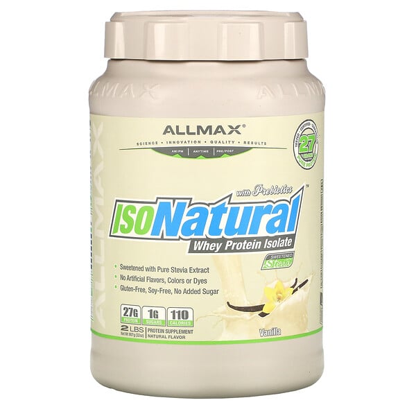 ALLMAX Nutrition, IsoNatura、100%ウルトラピュアナチュラルホエイタンパク質アイソレート、バニラ、2ポンド (907 g)