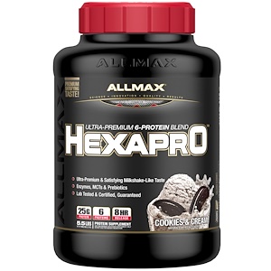 ALLMAX Nutrition, Hexapro, ультрапремиальный белок + среднецепочечные триглицериды и кокосовое масло, печенье и сливки, 5,5 фунтов (2,5 кг)