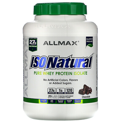 ALLMAX, IsoNatural, Pure Whey Protein Isolate, Chocolate, 5 lbs