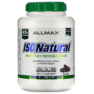 ALLMAX Nutrition, IsoNatural, aislado de proteína de suero de leche ultrapuro y 100 % natural, chocolate, 5 lb
