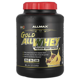 أولماكس‏, Gold AllWhey، بروتين مصل اللبن الممتاز، نكهة زبدة الفول السوداني والشوكولاتة، 5 أرطال. (2.27 كجم)