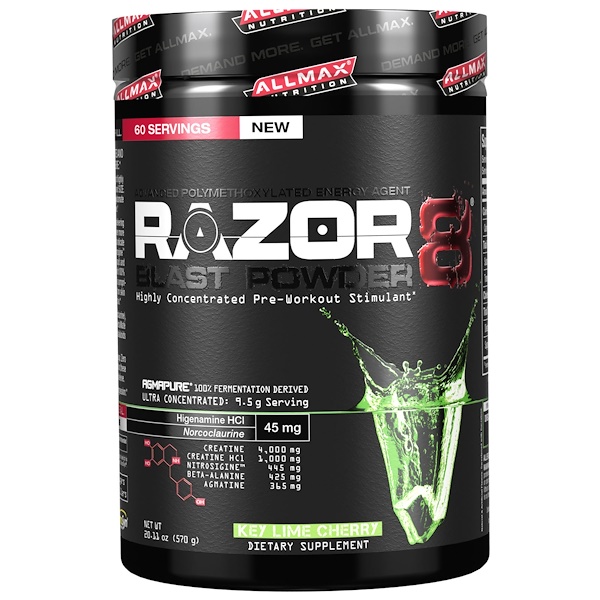 ALLMAX Nutrition, Razor 8, PreWorkout Energy Drink with Yohimbine, Key