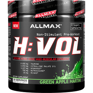 Оллмакс Нутришн, H:VOL, Extreme Nitric Oxide, Vaso-Muscular Expansion, Green Apple Martini, 10.1 oz (285 g) отзывы покупателей