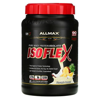 ALLMAX Nutrition, Isoflex，純正分離乳清蛋白（WPI 離子帶電粒子過濾），鳳梨椰子，2 磅（907 克）
