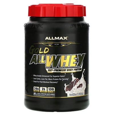 ALLMAX Nutrition Gold AllWhey, 100% Premium Whey Protein, Cookies  Cream, 32 oz (907 g)