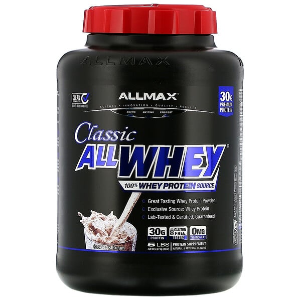 ALLMAX Nutrition, AllWhey Classic, 100% сывороточный белок, печенье и сливки, 5 фунтов (2,27 кг)