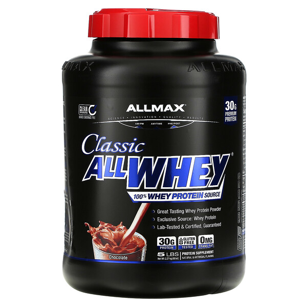 ALLMAX Nutrition, Classic AllWhey, 100 % proteína de suero de leche, Chocolate, 2,27 kg (5 lb)
