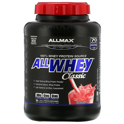 ALLMAX Nutrition AllWhey Classic, 100% сывороточный белок, клубника, 5 фунтов (2,27 кг)